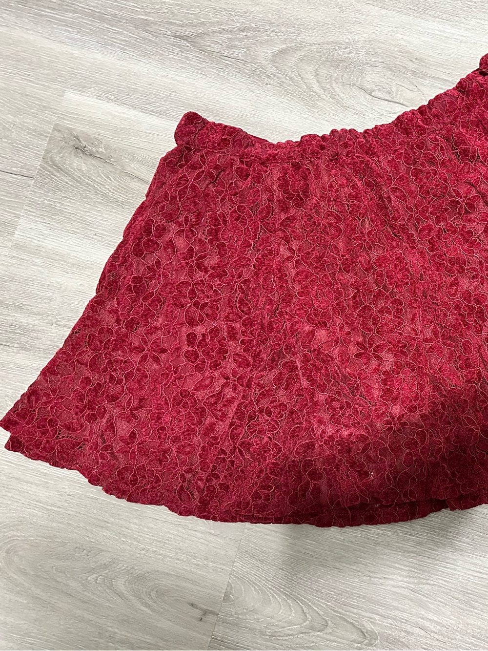 aerie Burgundy Velvet Floral Lace Circle Skirt Large